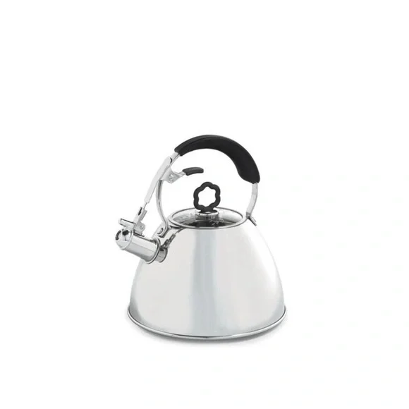 Sleek Silver Tea Kettle with Black Handle - Picture 2 of 6